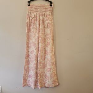 Floral print linen blend pants  wmns sz M Beachy boho coastal
